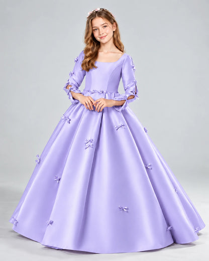 Lavender Ball Gown Girls Formal Dresses Front