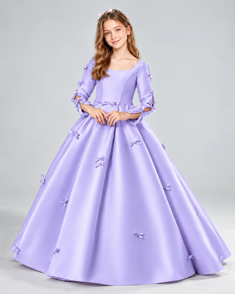 Lavender Ball Gown Girls Formal Dresses Front