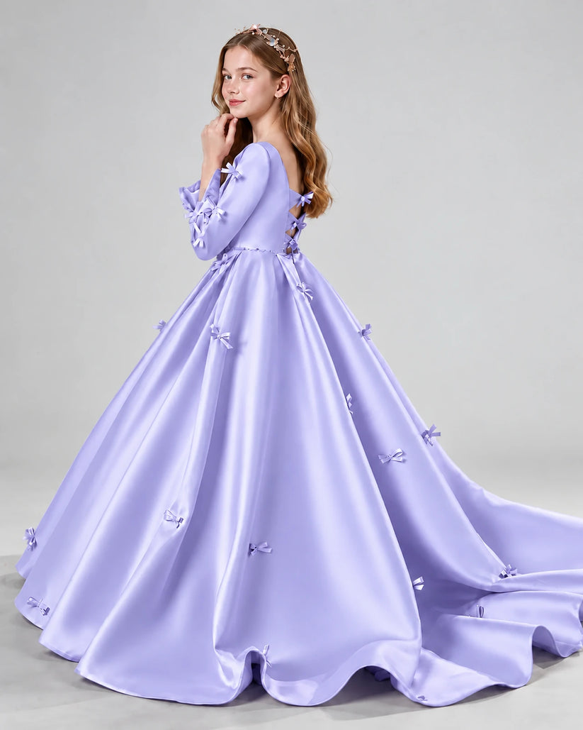 Lavender Ball Gown Girls Formal Dresses Side