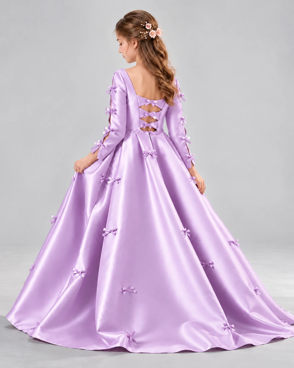 Lilac Ball Gown Girls Formal Dresses Back