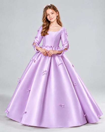 Lilac Ball Gown Girls Formal Dresses Front