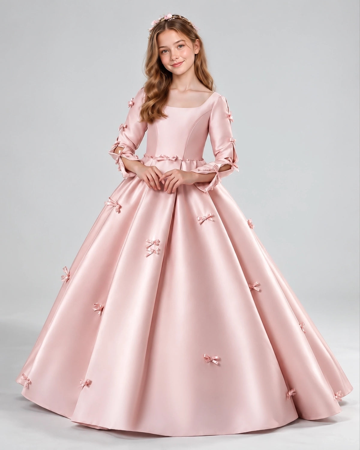 Pink Ball Gown Girls Formal Dresses Front