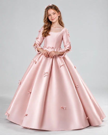 Pink Ball Gown Girls Formal Dresses Front