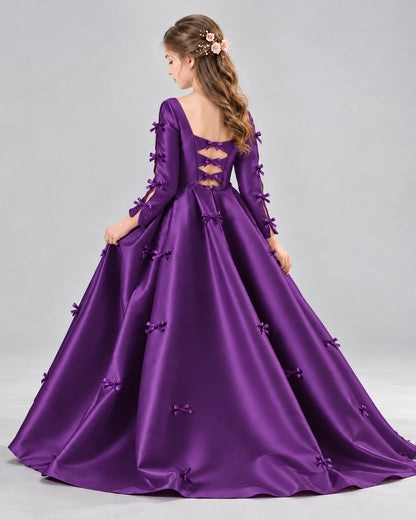 Purple Ball Gown Girls Formal Dresses Back