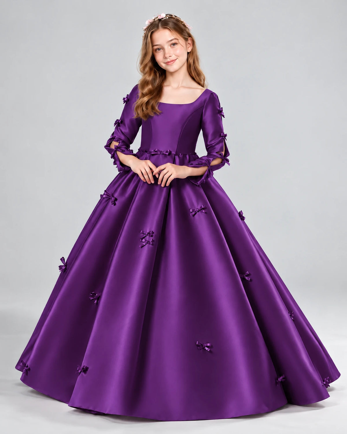 Purple Ball Gown Girls Formal Dresses Front