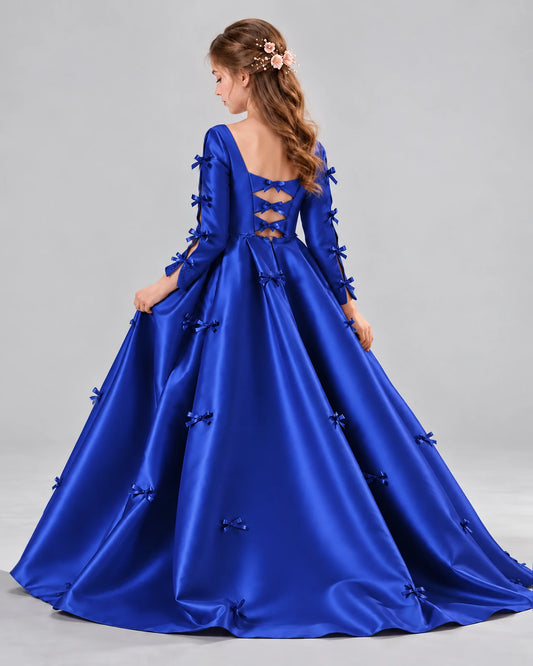 Royal Blue Ball Gown Girls Formal Dresses Back