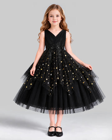 Dideyttawl Layered Girls Formal Dress for Piano Recital