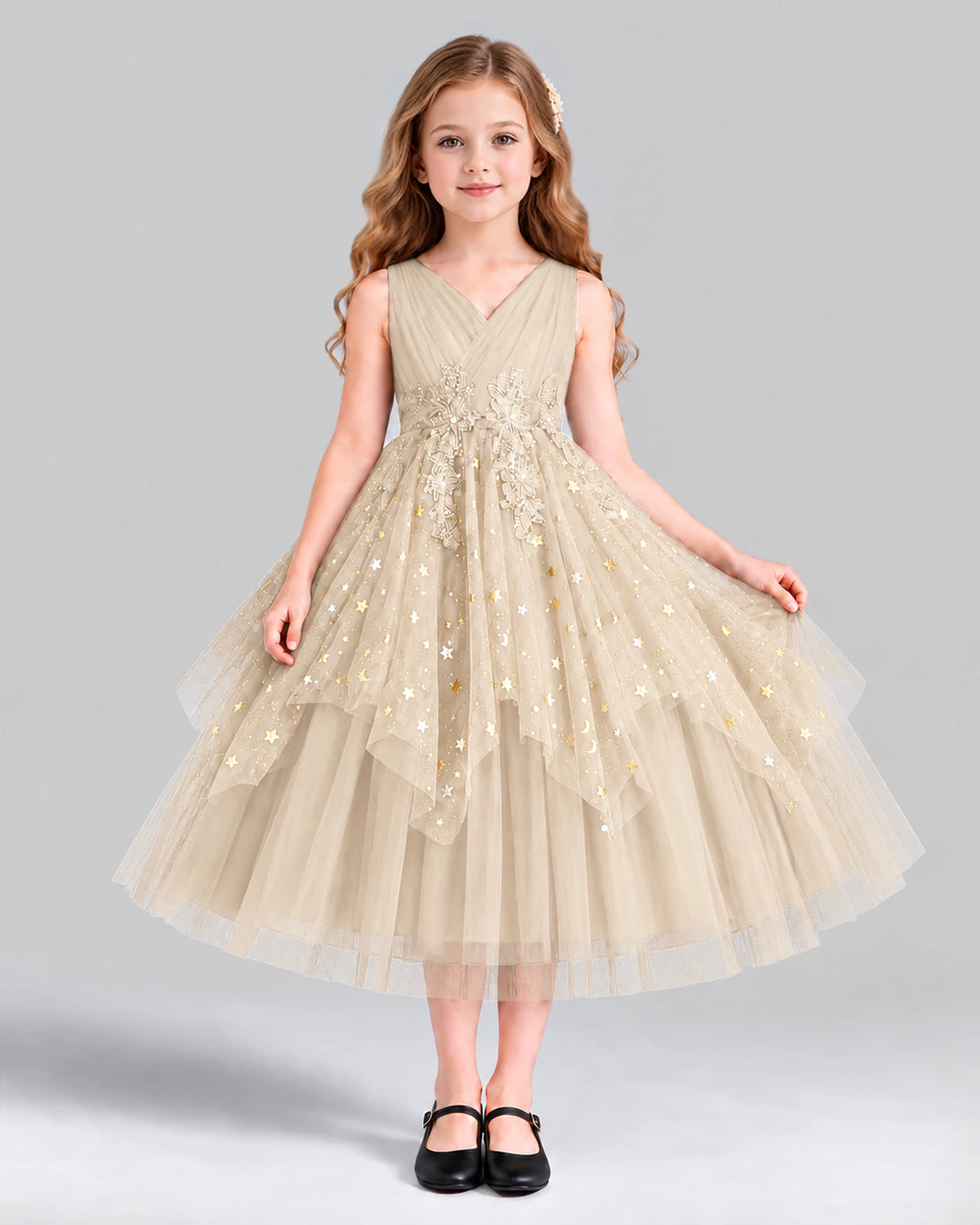 Champagne Ball Gown Girls Formal Dress Front