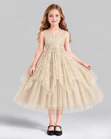 Champagne Ball Gown Girls Formal Dress Front