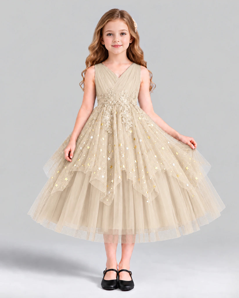 Champagne Ball Gown Girls Formal Dress Front