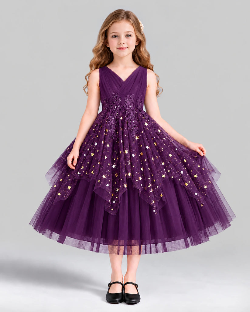 Grape Ball Gown Girls Formal Dress Front