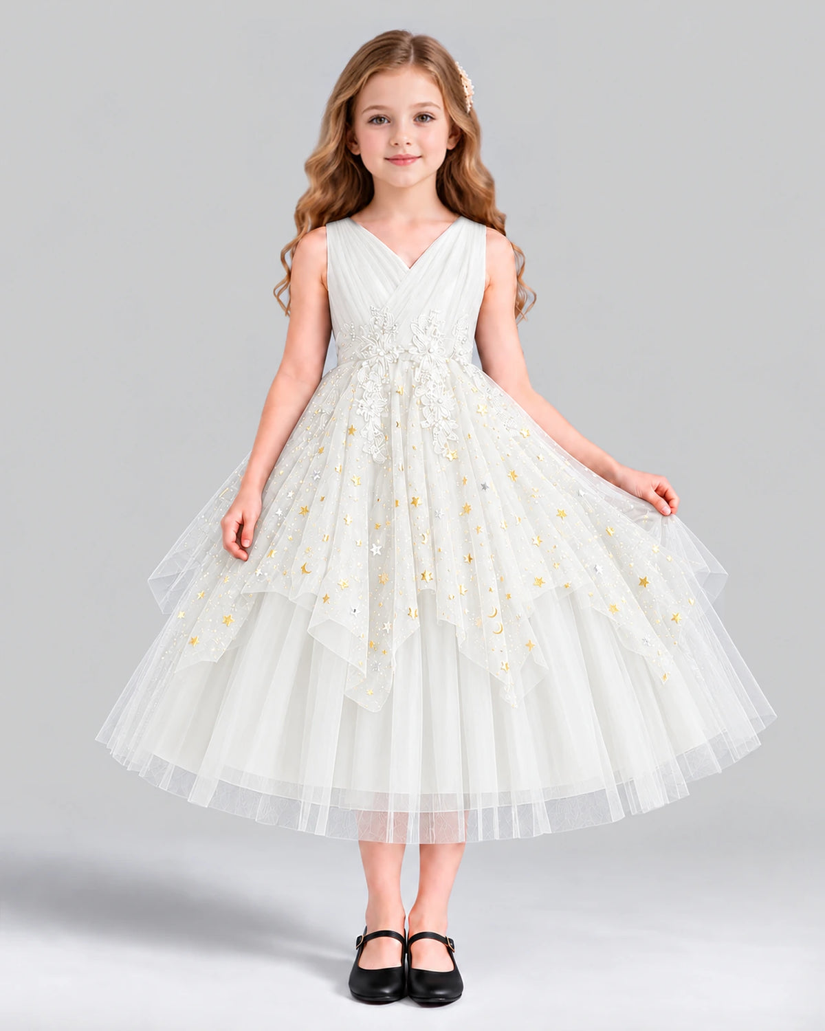 Ivory Ball Gown Girls Formal Dress Front