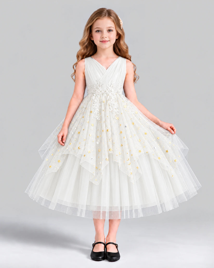 Ivory Ball Gown Girls Formal Dress Front