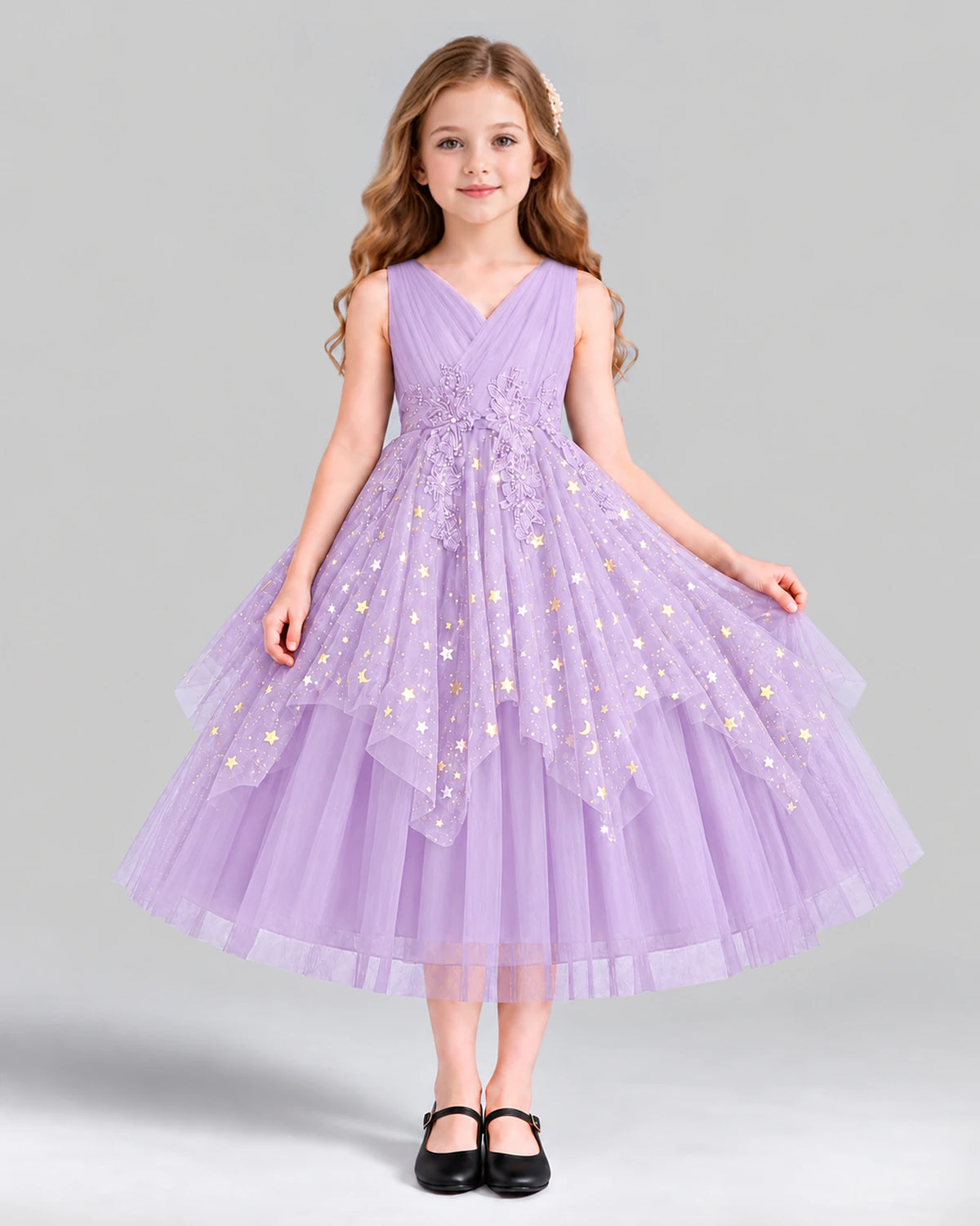 Lilac Ball Gown Girls Formal Dress Front