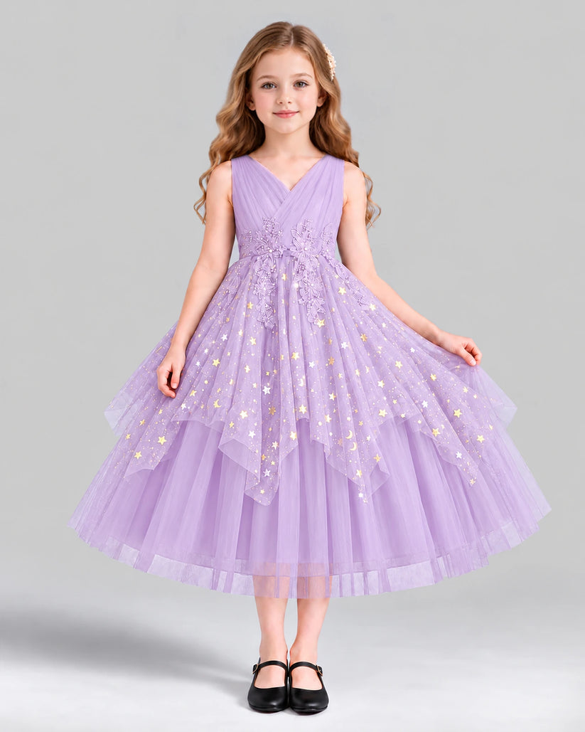 Lilac Ball Gown Girls Formal Dress Front