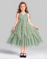 Sage Green Ball Gown Girls Formal Dress Front