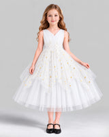 White Ball Gown Girls Formal Dress Front