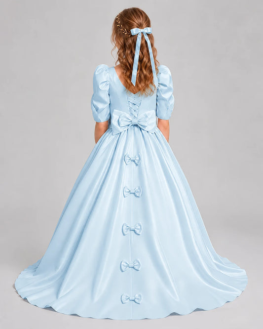 Baby Blue Ball Gown Girls Formal Dresses Back