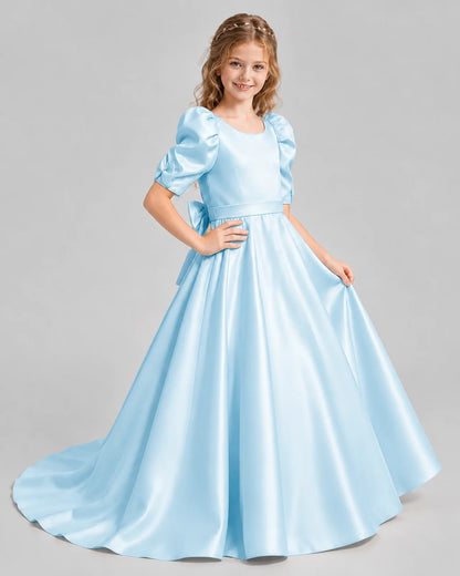 Baby Blue Ball Gown Girls Formal Dresses Side