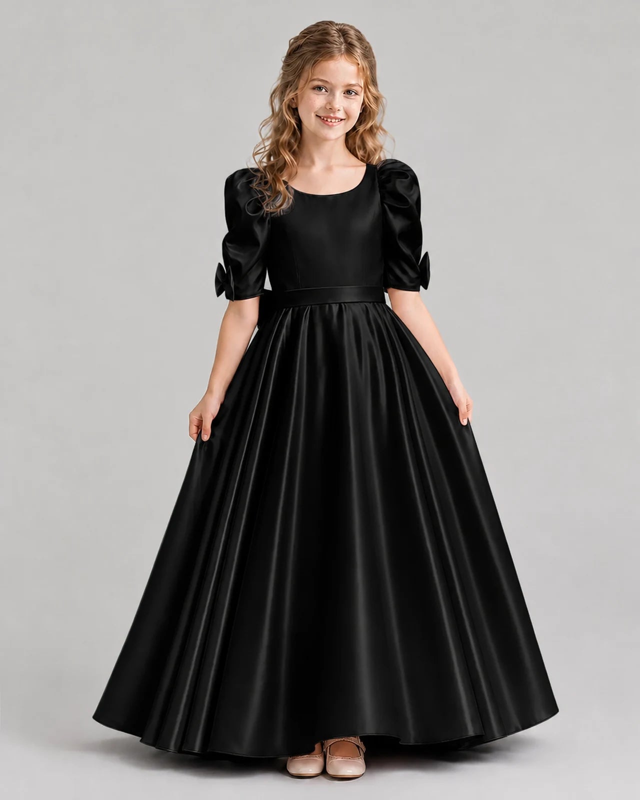Black Ball Gown Girls Formal Dresses Front