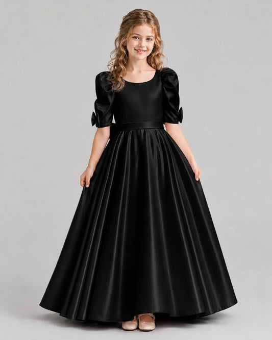 Black Ball Gown Girls Formal Dresses Front