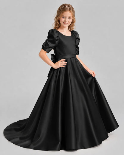 Black Ball Gown Girls Formal Dresses Side