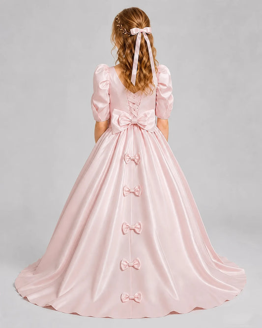Blush Pink Ball Gown Girls Formal Dresses Back