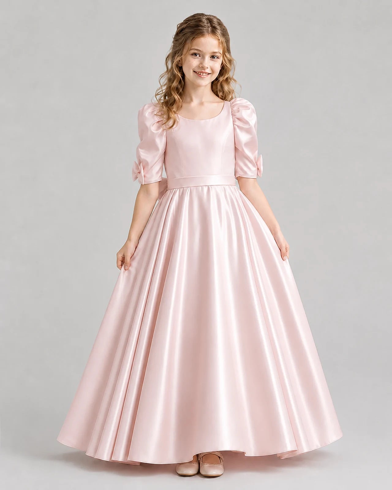 Blush Pink Ball Gown Girls Formal Dresses Front