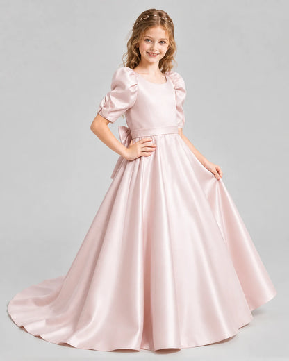 Blush Pink Ball Gown Girls Formal Dresses Side