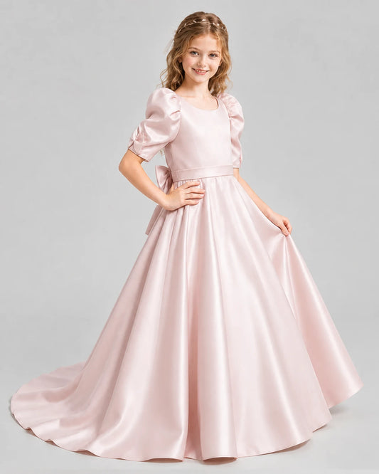 Blush Pink Ball Gown Girls Formal Dresses Side