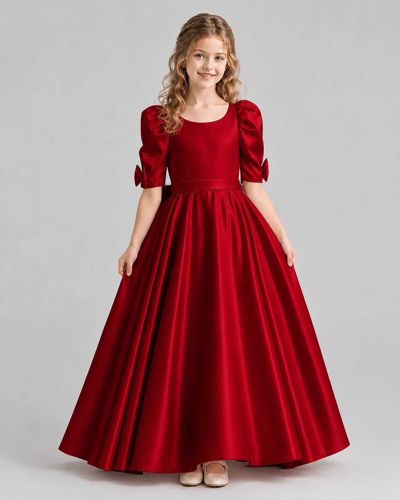 Burgundy Ball Gown Girls Formal Dresses Front