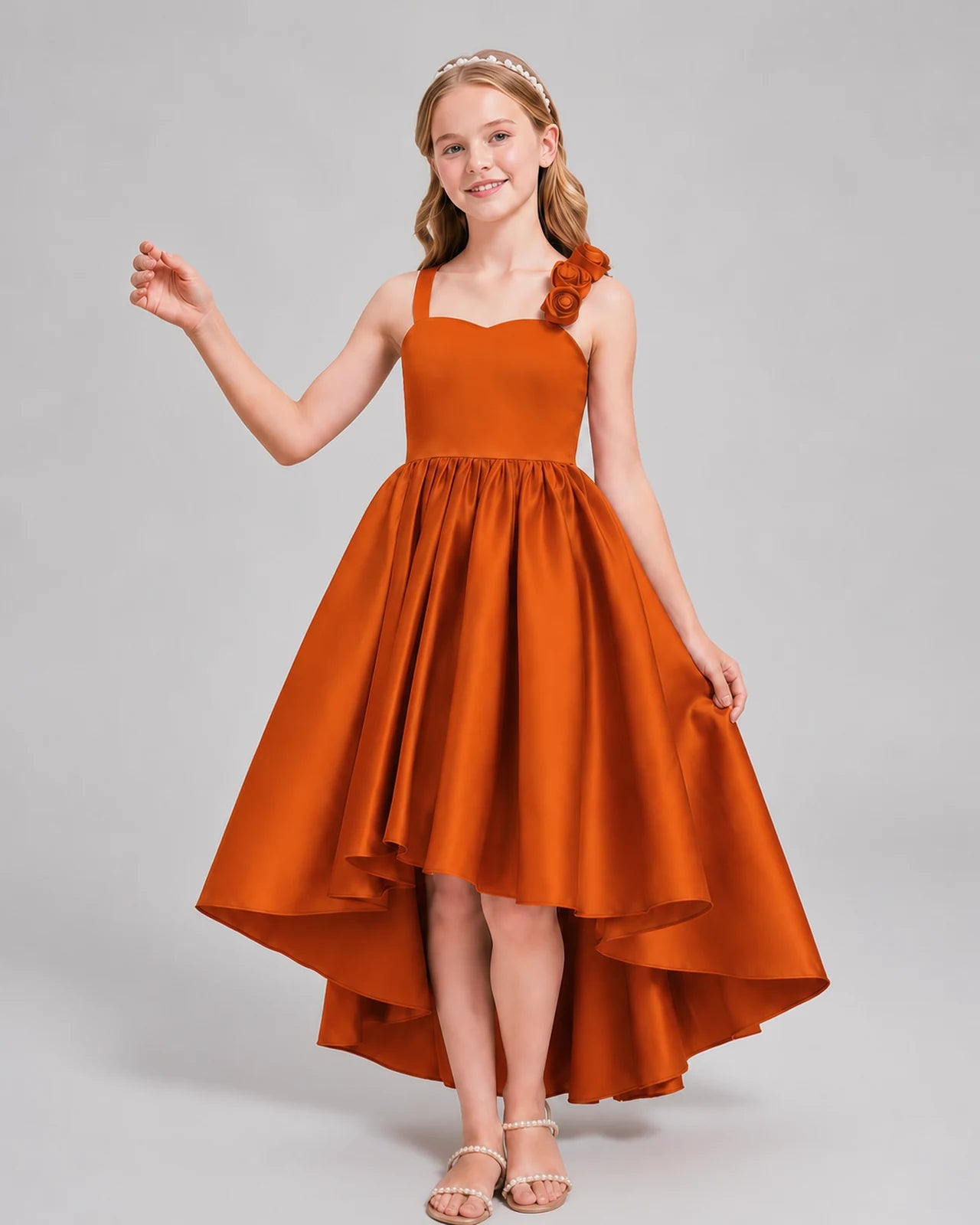 Burnt Orange Ball Gown Girls Formal Dresses Back