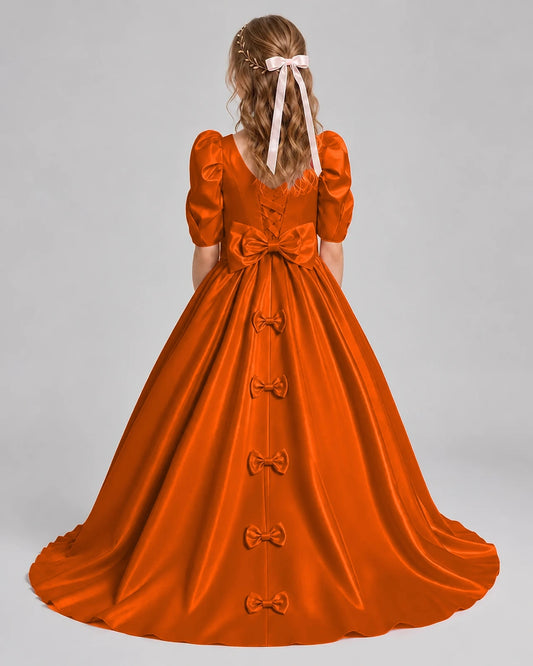 Burnt Orange Ball Gown Girls Formal Dresses Back