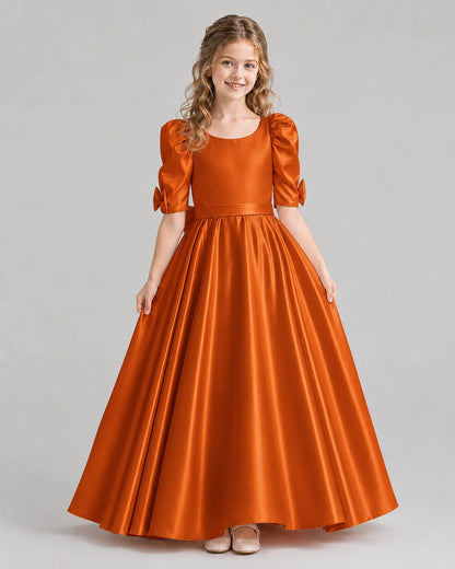 Burnt Orange Ball Gown Girls Formal Dresses Front