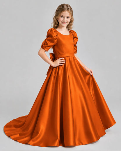 Burnt Orange Ball Gown Girls Formal Dresses Side