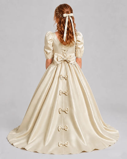 Champagne Ball Gown Girls Formal Dresses Back