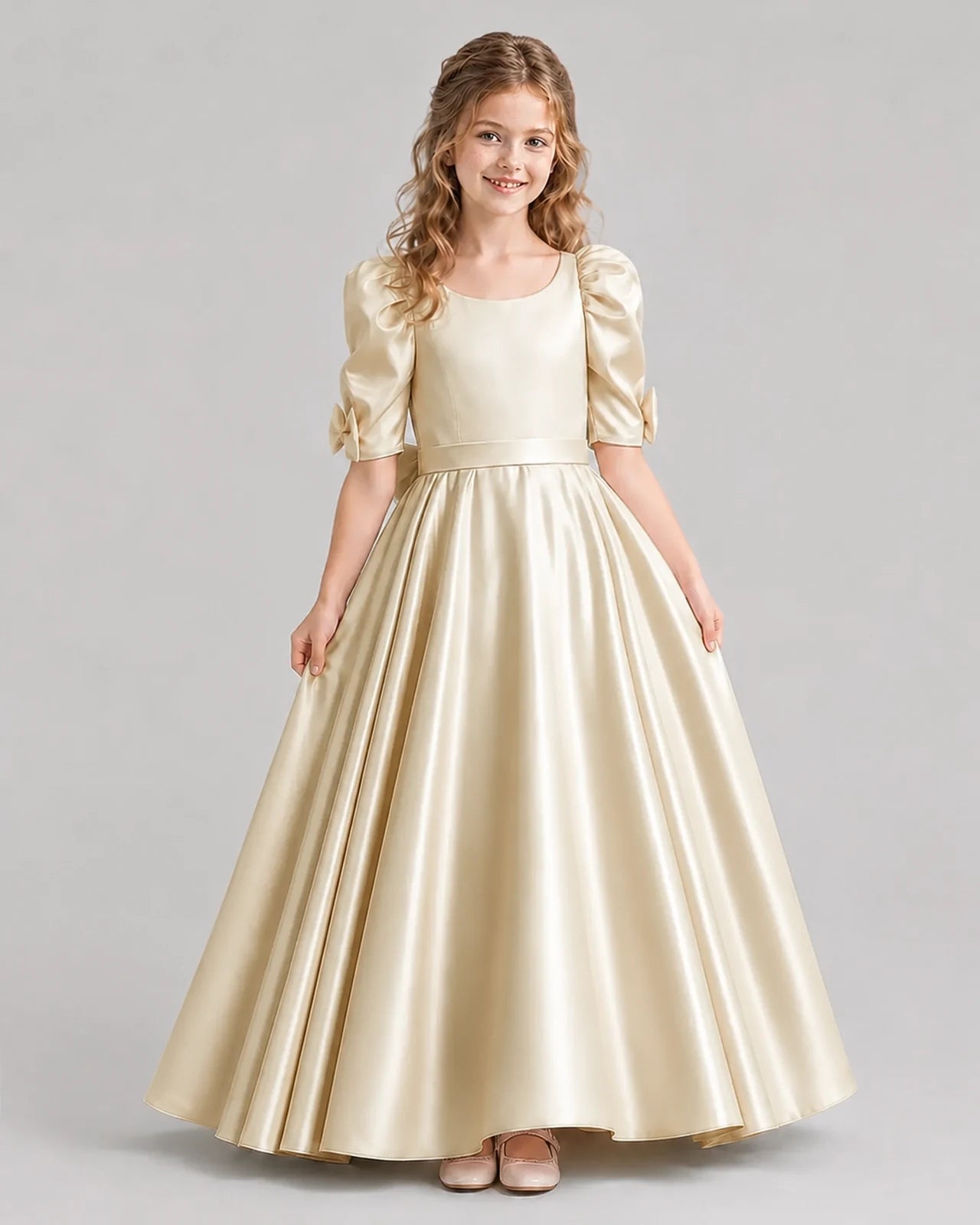 Champagne Ball Gown Girls Formal Dresses Front