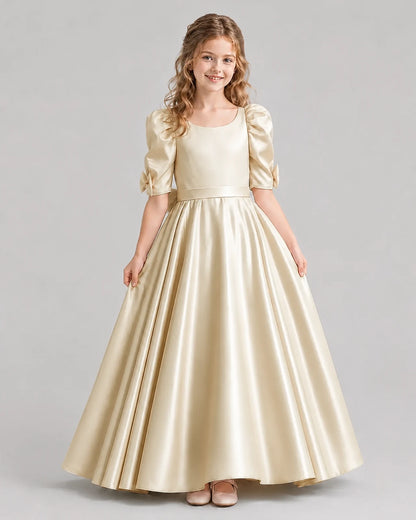 Champagne Ball Gown Girls Formal Dresses Front