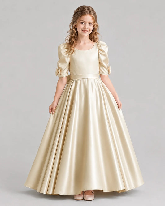 Champagne Ball Gown Girls Formal Dresses Front