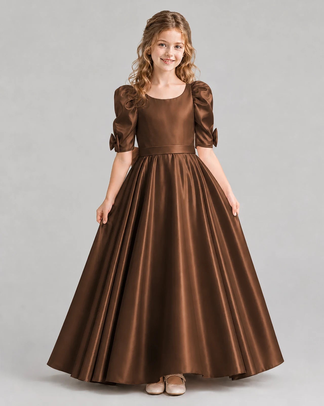 Chocolate Ball Gown Girls Formal Dresses Front