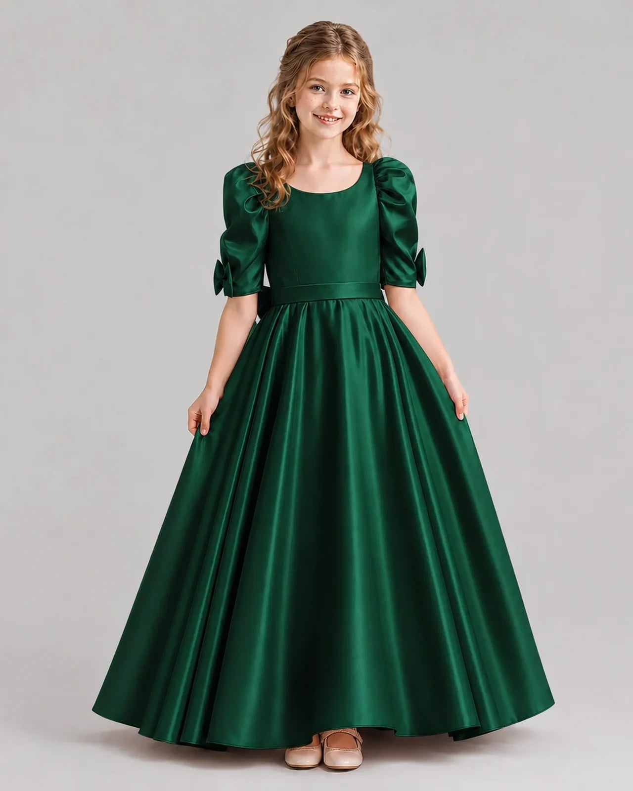 Dark Green Ball Gown Girls Formal Dresses Front