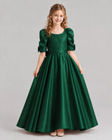 Dark Green Ball Gown Girls Formal Dresses Front
