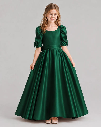 Dark Green Ball Gown Girls Formal Dresses Front