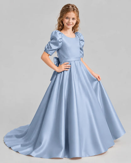 Dusty Blue Ball Gown Girls Formal Dresses Side