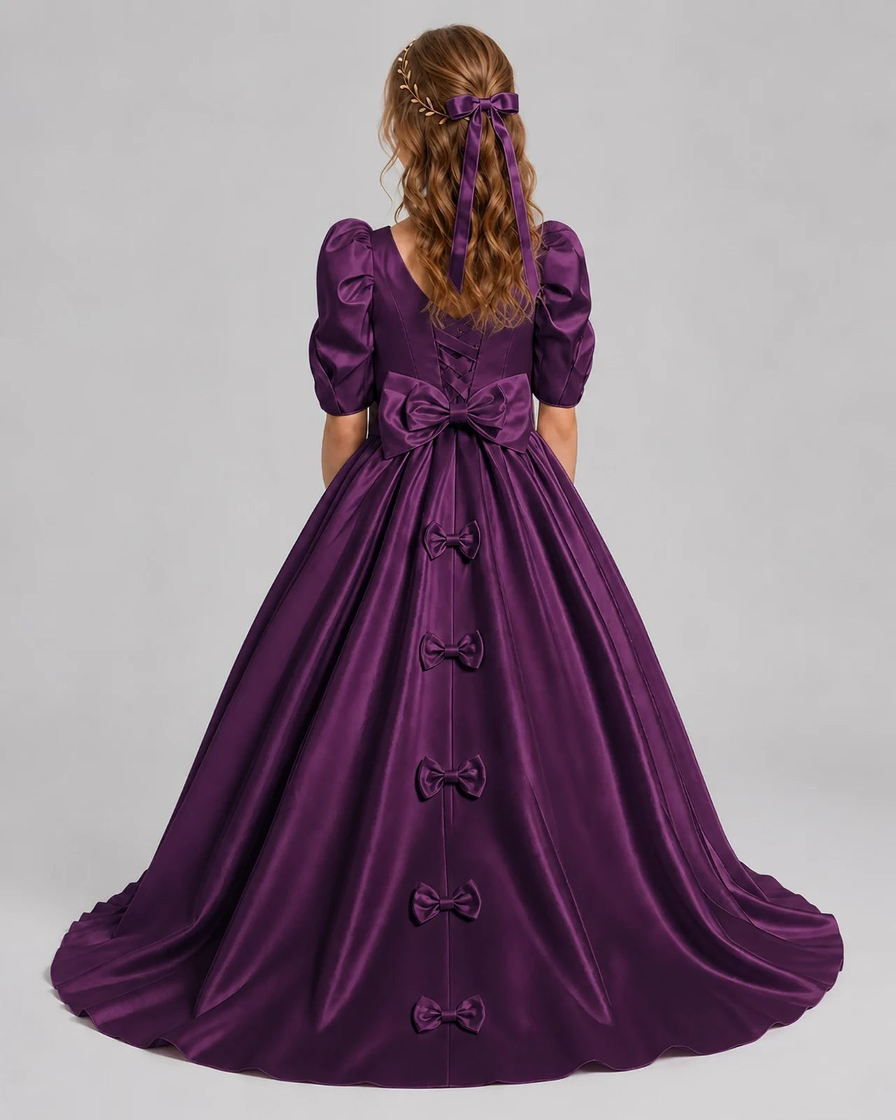Grape Ball Gown Girls Formal Dresses Back