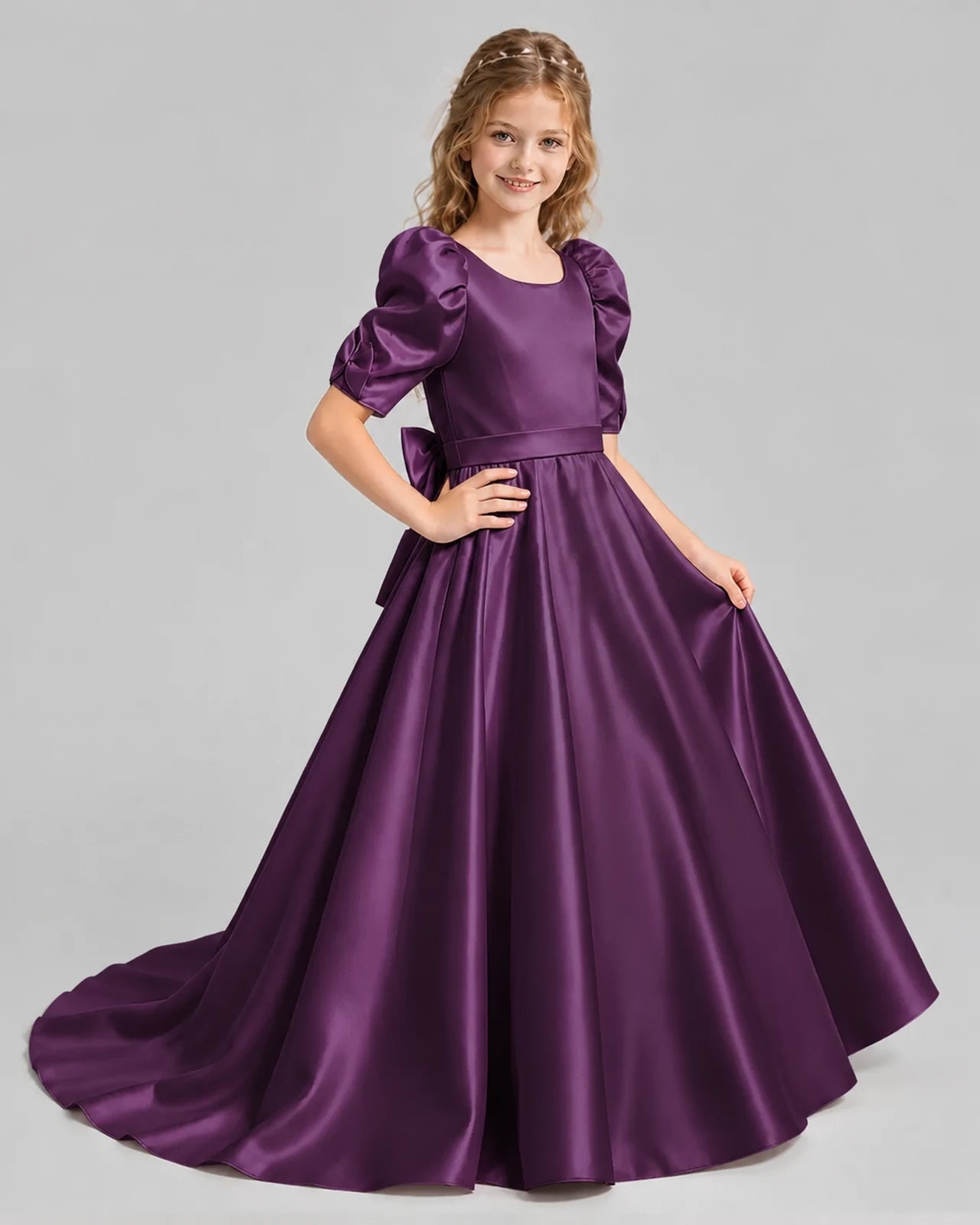 Grape Ball Gown Girls Formal Dresses Side