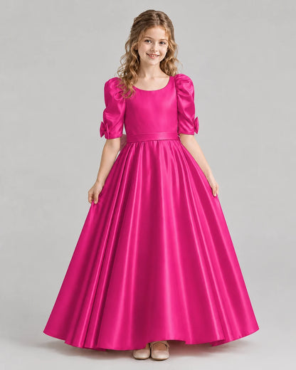 Hot Pink Ball Gown Girls Formal Dresses Front