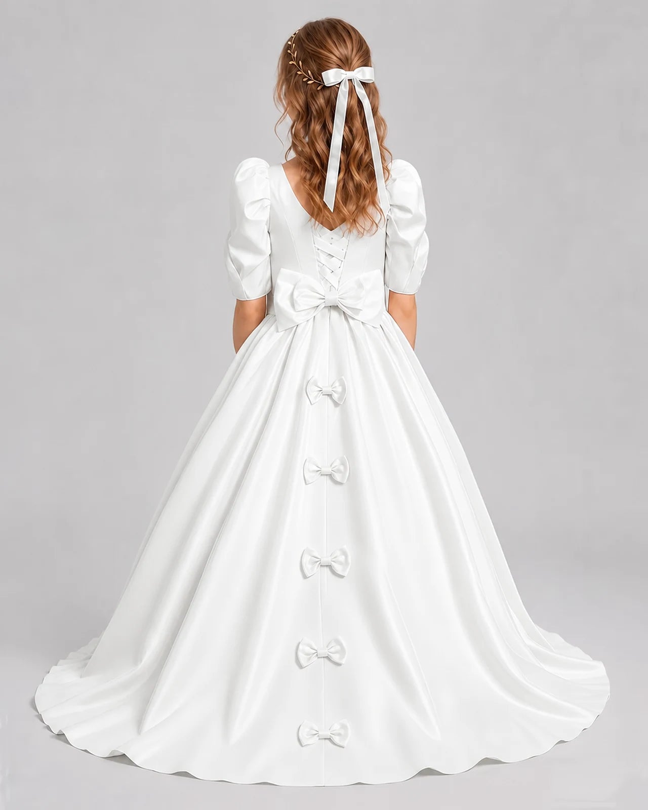 Ivory Ball Gown Girls Formal Dresses Back