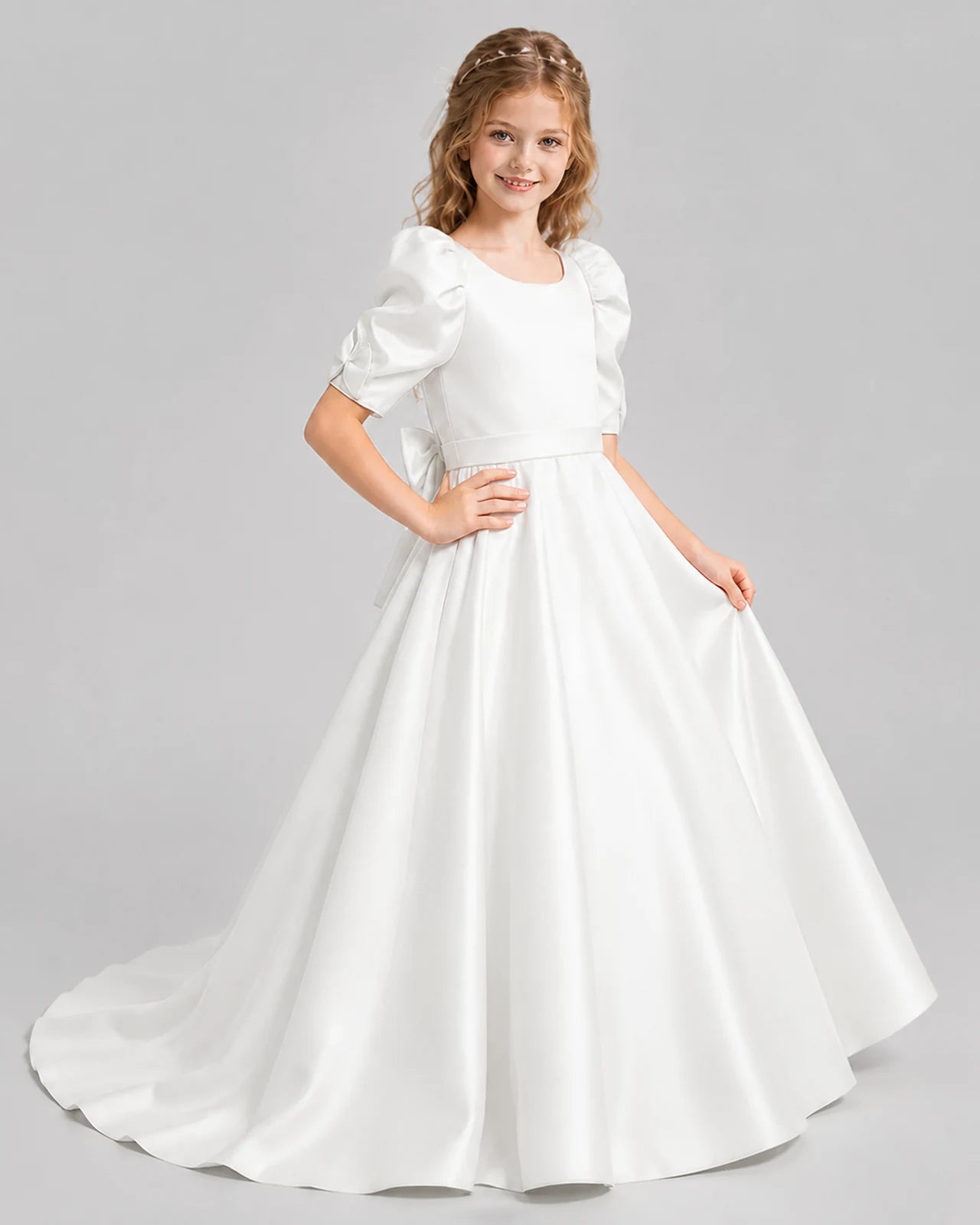 Ivory Ball Gown Girls Formal Dresses Side