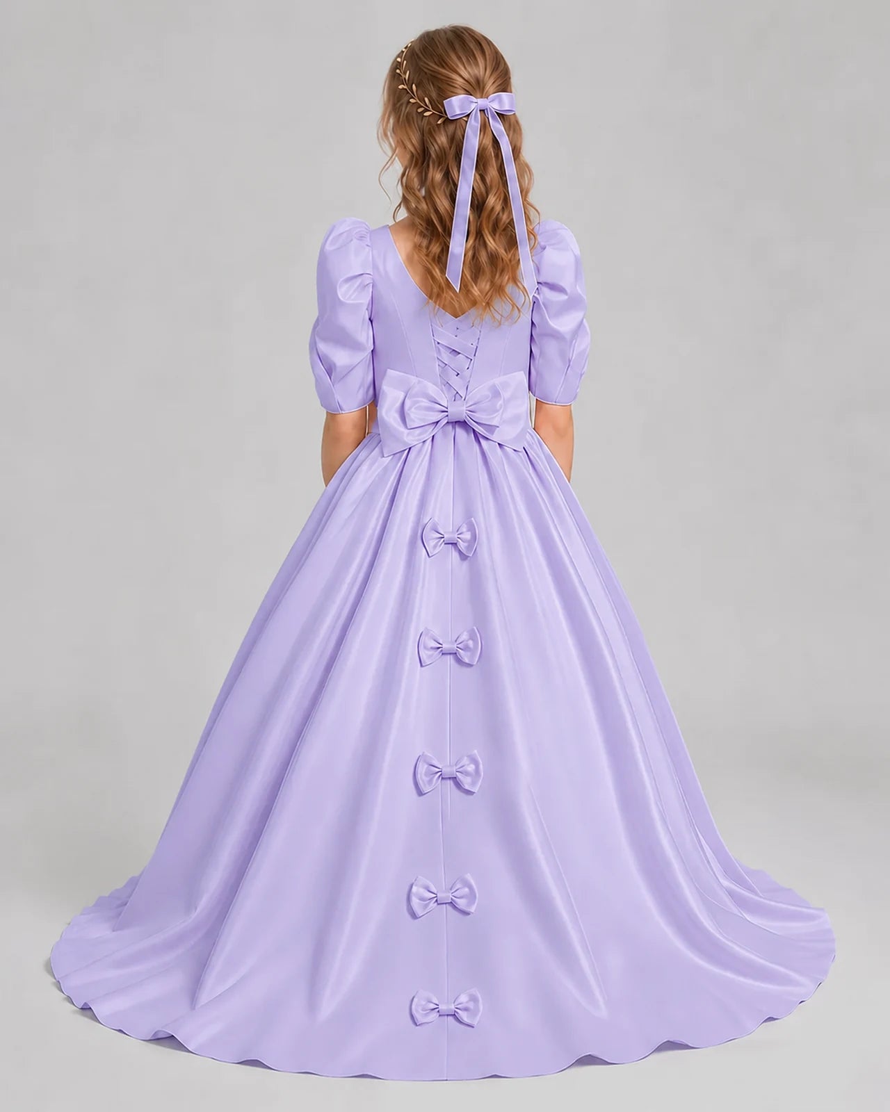 Lavender Ball Gown Girls Formal Dresses Back